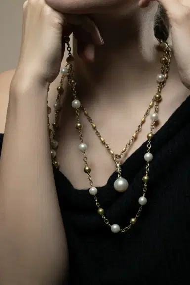 Sylva & Cie Textured Nugget Necklace | Thumbnail 3
