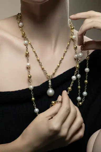 Sylva & Cie Textured Nugget Necklace | Thumbnail 4