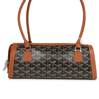 goyard Goyard Goyardine Canvas Bonbonnière Bag Black and Brown Chevroches Calfskin Palladium Hardware | Thumbnail 4