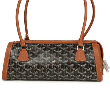 goyard Goyard Goyardine Canvas Bonbonnière Bag Black and Brown Chevroches Calfskin Palladium Hardware | Thumbnail 7