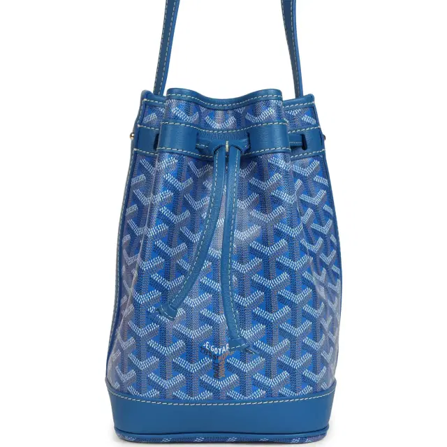 goyard Goyard Goyardine Canvas Sky Blue Petit Flot Bucket Bag PM Palladium Hardware