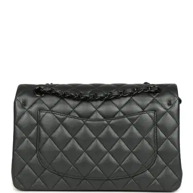 Chanel Pre-owned Chanel Small Classic Double Flap Bag So Black Iridescent Lambskin Black Hardware | Thumbnail 4