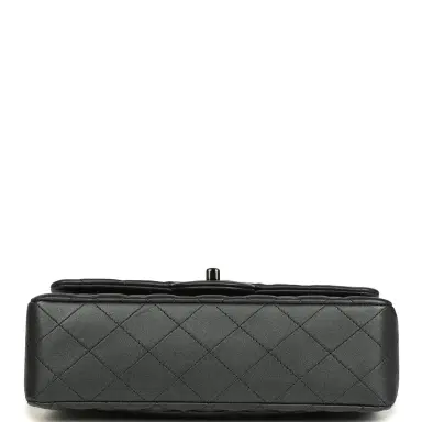 Chanel Pre-owned Chanel Small Classic Double Flap Bag So Black Iridescent Lambskin Black Hardware | Thumbnail 6