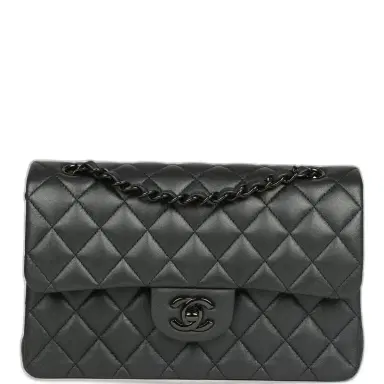 Chanel Pre-owned Chanel Small Classic Double Flap Bag So Black Iridescent Lambskin Black Hardware | Thumbnail 1