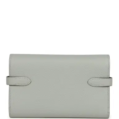 HERMÈS Pre-owned Hermes Medium Fold-Out Kelly Wallet Bleu Glacier Epsom Palladium Hardware | Thumbnail 3 HERMÈS Pre-owned Hermes Medium Fold-Out Kelly Wallet Bleu Glacier Epsom Palladium Hardware | Thumbnail 3