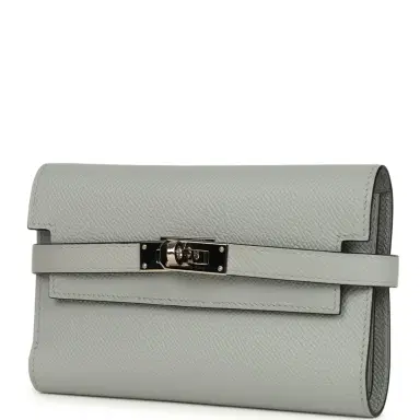 HERMÈS Pre-owned Hermes Medium Fold-Out Kelly Wallet Bleu Glacier Epsom Palladium Hardware | Thumbnail 5