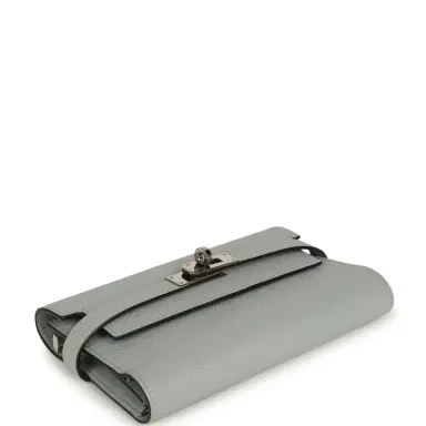 HERMÈS Pre-owned Hermes Medium Fold-Out Kelly Wallet Bleu Glacier Epsom Palladium Hardware | Thumbnail 6 HERMÈS Pre-owned Hermes Medium Fold-Out Kelly Wallet Bleu Glacier Epsom Palladium Hardware | Thumbnail 6