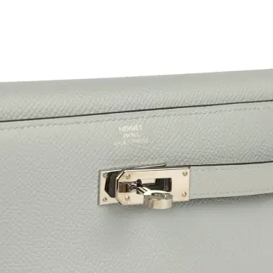 HERMÈS Pre-owned Hermes Medium Fold-Out Kelly Wallet Bleu Glacier Epsom Palladium Hardware | Thumbnail 7 HERMÈS Pre-owned Hermes Medium Fold-Out Kelly Wallet Bleu Glacier Epsom Palladium Hardware | Thumbnail 7