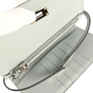 HERMÈS Pre-owned Hermes Medium Fold-Out Kelly Wallet Bleu Glacier Epsom Palladium Hardware | Thumbnail 9 HERMÈS Pre-owned Hermes Medium Fold-Out Kelly Wallet Bleu Glacier Epsom Palladium Hardware | Thumbnail 9