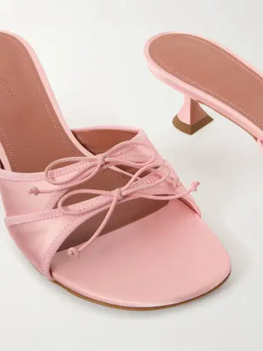 Amina Muaddi Eleonora 45 Satin Open Toe Mule | Thumbnail 5 Amina Muaddi Eleonora 45 Satin Open Toe Mule | Thumbnail 5