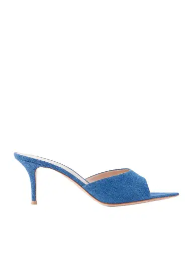 Gianvito Rossi Elle 70 Denim Sandals | Thumbnail 1 Gianvito Rossi Elle 70 Denim Sandals | Thumbnail 1