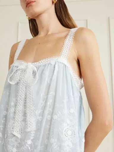 Miguelina Havana Bow-detailed Embroidered Silk-blend Voile Mini Dress | Thumbnail 4 Miguelina Havana Bow-detailed Embroidered Silk-blend Voile Mini Dress | Thumbnail 4