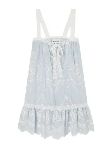 Miguelina Havana Bow-detailed Embroidered Silk-blend Voile Mini Dress | Thumbnail 1 Miguelina Havana Bow-detailed Embroidered Silk-blend Voile Mini Dress | Thumbnail 1