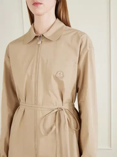 Moncler Belted Appliquéd Cotton-poplin Zip-up Shirt | Thumbnail 4 Moncler Belted Appliquéd Cotton-poplin Zip-up Shirt | Thumbnail 4