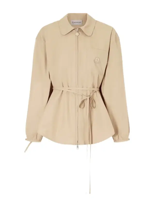 Moncler Belted Appliquéd Cotton-poplin Zip-up Shirt