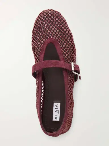 Alaïa Patent Leather-trimmed Mesh Ballet Flats | Thumbnail 6
