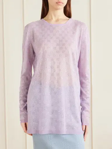 Gucci Crystal-embellished Knitted Silk Sweater | Thumbnail 3