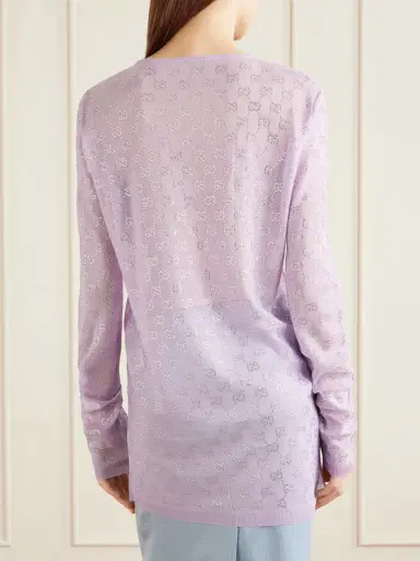 Gucci Crystal-embellished Knitted Silk Sweater | Thumbnail 4
