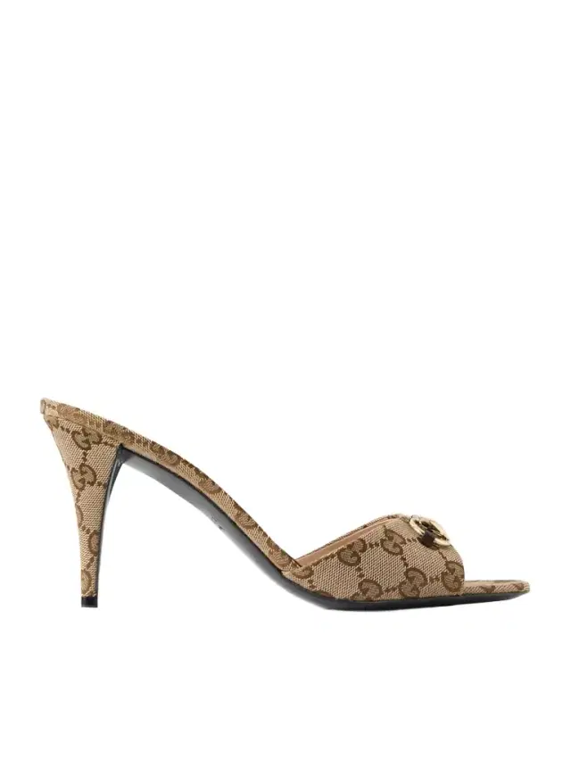 Horsebit-embellished Canvas-jacquard Mules