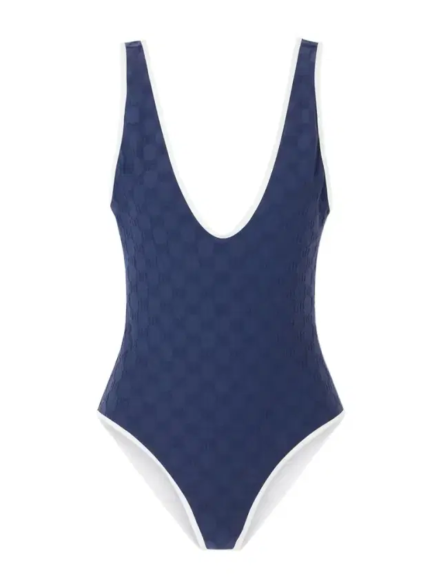 Piped Terry-jacquard Swimsuit