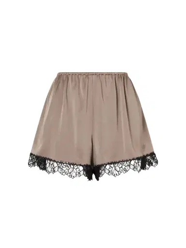 Stella McCartney Lace-trimmed Embroidered Satin Shorts | Thumbnail 1 Stella McCartney Lace-trimmed Embroidered Satin Shorts | Thumbnail 1