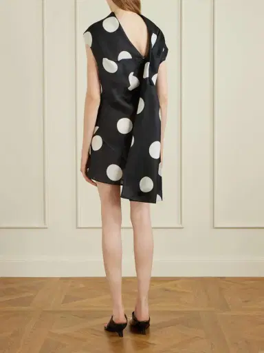 Khaite Tatia Draped Polka-dot Silk Mini Dress | Thumbnail 3
