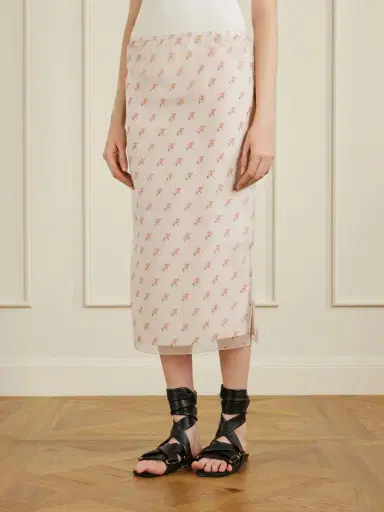 Khaite Sydni Floral-print Silk-organza Midi Skirt | Thumbnail 3