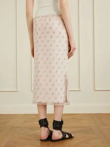 Khaite Sydni Floral-print Silk-organza Midi Skirt | Thumbnail 4