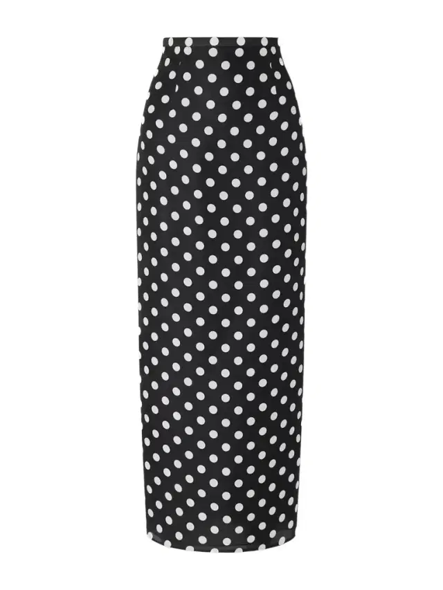 Winton Polka-dot Silk Midi Skirt