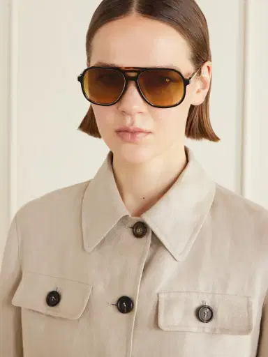 Brunello Cucinelli Aviator-style Acetate And Gold-tone Sunglasses | Thumbnail 2