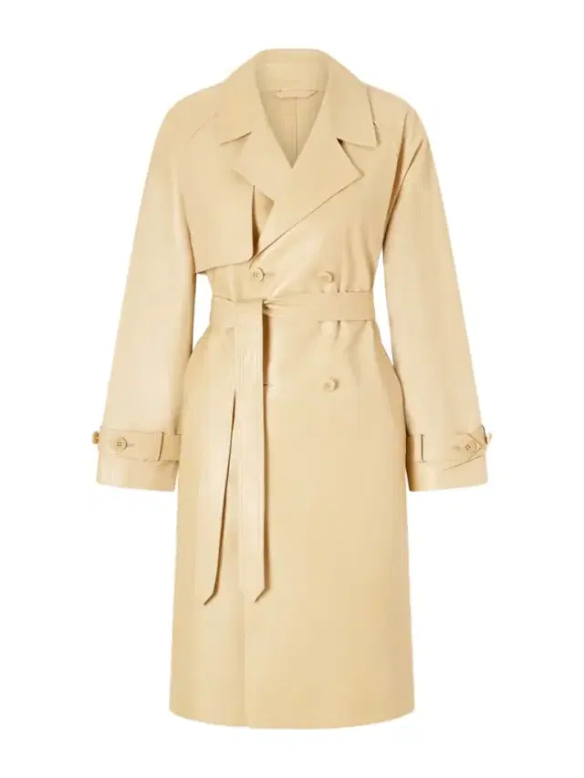 Double-breasted Belted Leather Trench Coat