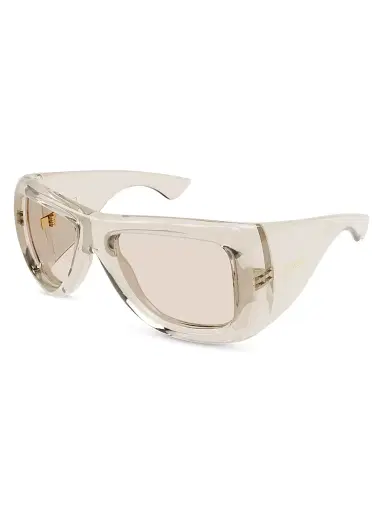 Saint Laurent Men's Howl Navigator 63MM Bio Injection Sunglasses - Beige | Thumbnail 1