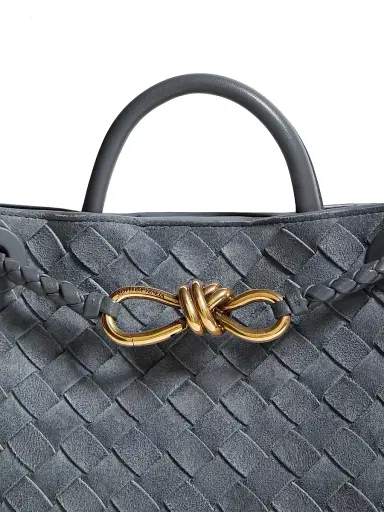 Bottega Veneta Women's Andiamo Small Intrecciato Suede Top Handle Bag - Cloudy Indigo | Thumbnail 7 Bottega Veneta Women's Andiamo Small Intrecciato Suede Top Handle Bag - Cloudy Indigo | Thumbnail 7