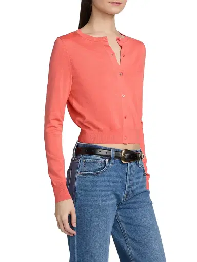 Carolina Herrera Women's Fitted Silk-Cotton Cardigan - Sunset - Size XL | Thumbnail 4 Carolina Herrera Women's Fitted Silk-Cotton Cardigan - Sunset - Size XL | Thumbnail 4