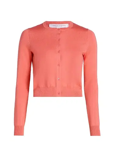 Carolina Herrera Women's Fitted Silk-Cotton Cardigan - Sunset - Size XL | Thumbnail 1 Carolina Herrera Women's Fitted Silk-Cotton Cardigan - Sunset - Size XL | Thumbnail 1