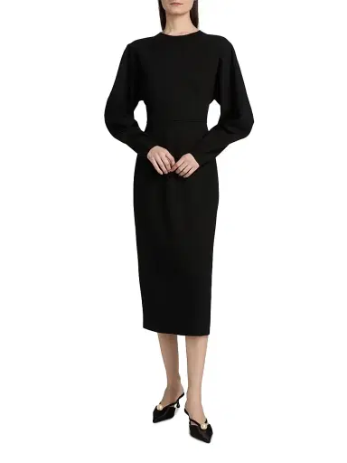 Carolina Herrera Women's Arc Crewneck Midi-Dress - Black | Thumbnail 2