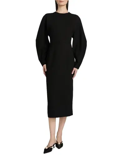 Carolina Herrera Women's Arc Crewneck Midi-Dress - Black | Thumbnail 3