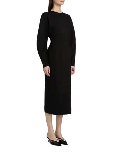 Carolina Herrera Women's Arc Crewneck Midi-Dress - Black | Thumbnail 4
