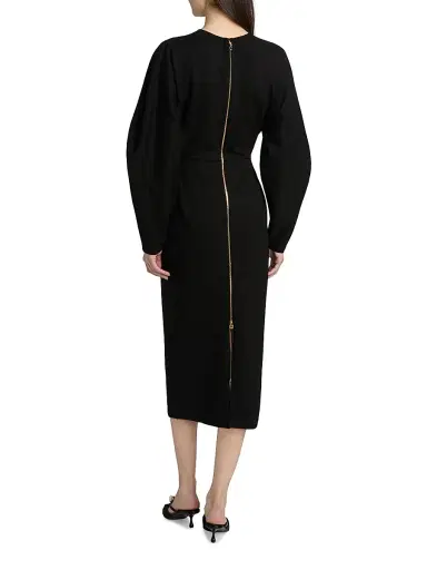 Carolina Herrera Women's Arc Crewneck Midi-Dress - Black | Thumbnail 5