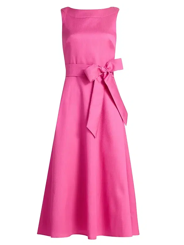 Badgley Mischka Women's Textured Gazar Midi-Dress - Magenta