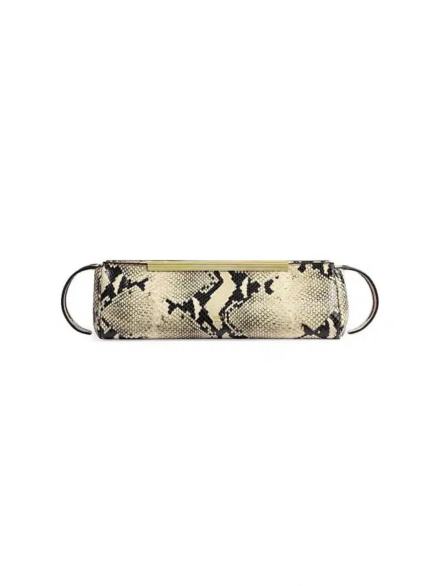 Women's Donna Snakeskin-Embossed Leather Clutch - Natural