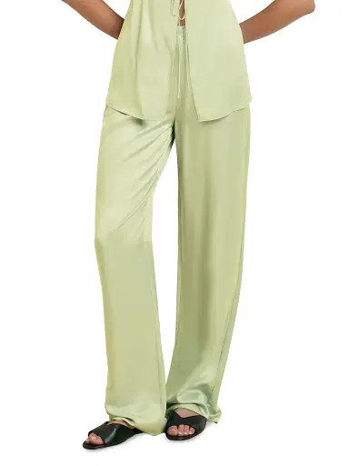 Favorite Daughter Women's The Everything Hammered-Satin Wide-Leg Pants - Green Tea - Size XS | Thumbnail 2