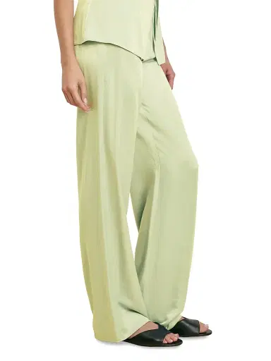 Favorite Daughter Women's The Everything Hammered-Satin Wide-Leg Pants - Green Tea - Size XS | Thumbnail 3