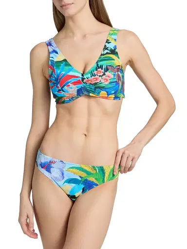 Johnny Was Women's Paradis Ruched Printed Bikini Top - Paradis - Size Small | Thumbnail 3