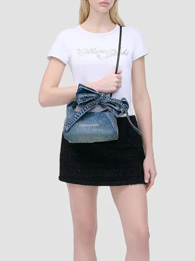 Marc Jacobs Women's Bow Cotton Denim Mini Sack Bag - Medium Wash Indigo | Thumbnail 2