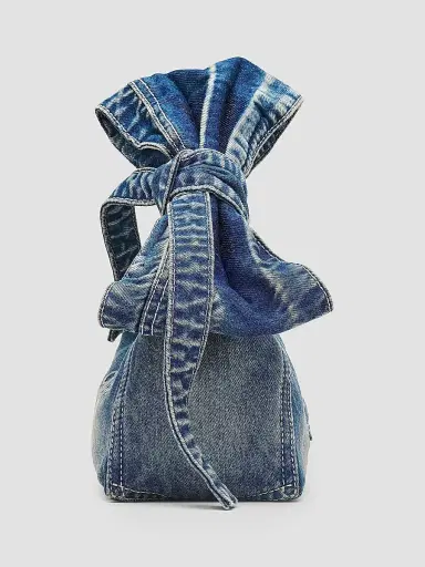 Marc Jacobs Women's Bow Cotton Denim Mini Sack Bag - Medium Wash Indigo | Thumbnail 5
