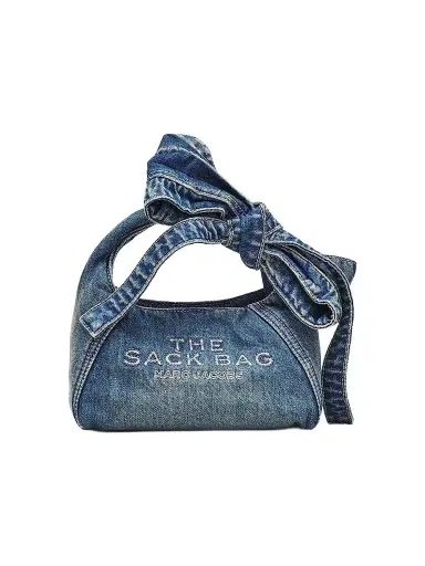 Marc Jacobs Women's Bow Cotton Denim Mini Sack Bag - Medium Wash Indigo | Thumbnail 1