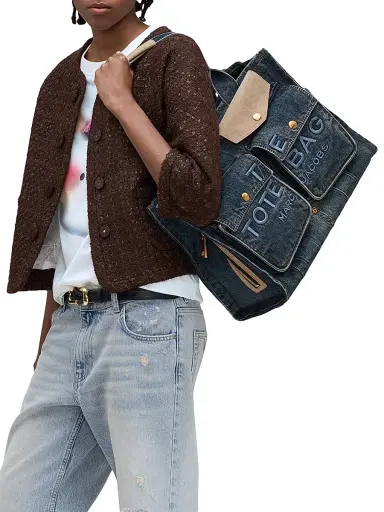 Marc Jacobs Women's The Denim Large Cargo Tote Bag - Dark Wash Indigo | Thumbnail 2
