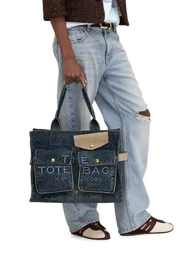Marc Jacobs Women's The Denim Large Cargo Tote Bag - Dark Wash Indigo | Thumbnail 3