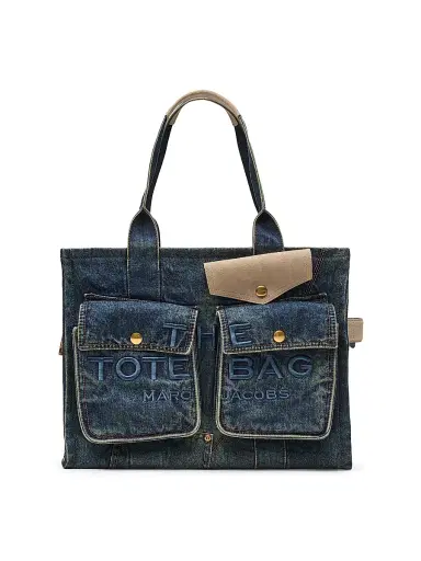 Marc Jacobs Women's The Denim Large Cargo Tote Bag - Dark Wash Indigo | Thumbnail 1